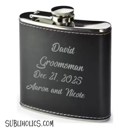 Leatherette Covered 6 oz Flasks for Laser Engraving - Image 2