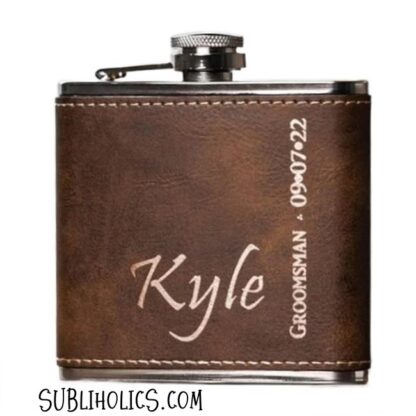 Leatherette Covered 6 oz Flasks for Laser Engraving - Image 4