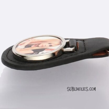 Metal and Black PU Leather Key Chain for Sublimation - Image 2