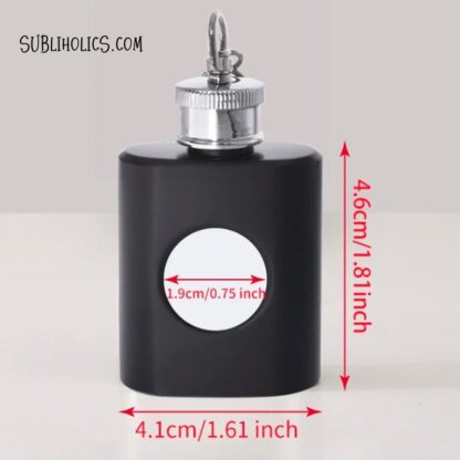 1 oz Stainless Steel Black Mini Flask Keychain for Sublimation - Image 2