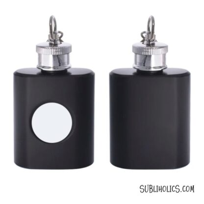 1 oz Stainless Steel Black Mini Flask Keychain for Sublimation