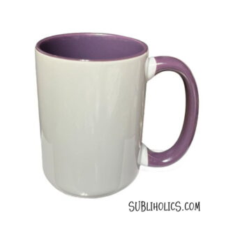 15 oz Sublimation Mug - Coloured Handle & Interior - Purple