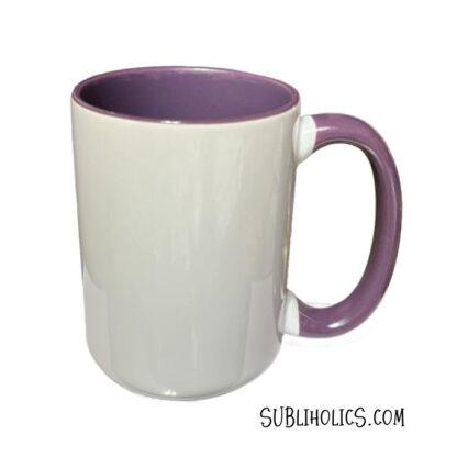 15 oz Sublimation Mug - Coloured Handle & Interior - Purple