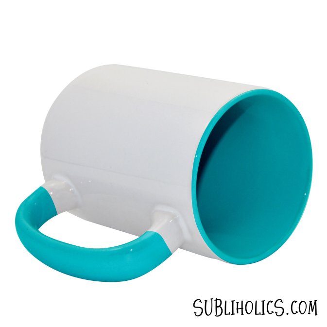 15 oz Sublimation Mug - Coloured Handle & Interior - Lake Blue - Image 2
