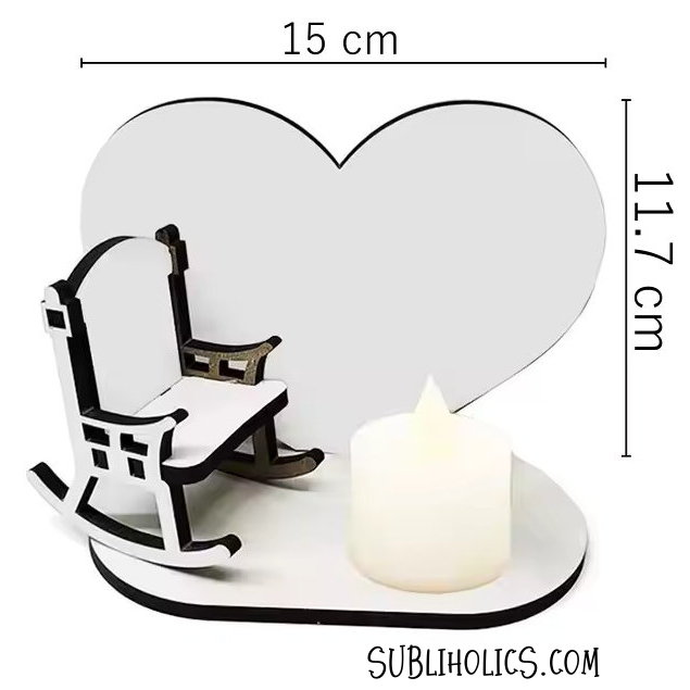 Memorial Rocking Chair and Heart Photo Panel - MDF for Sublimation - Image 5
