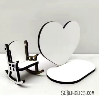 Memorial Rocking Chair and Heart Photo Panel - MDF for Sublimation