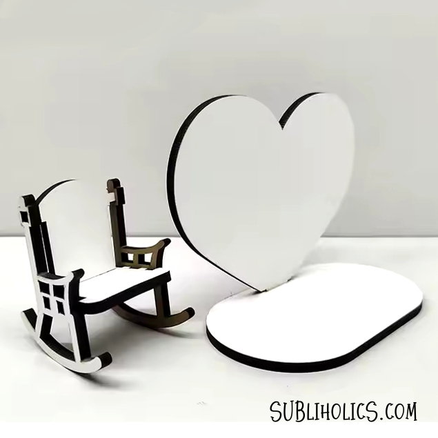 Memorial Rocking Chair and Heart Photo Panel - MDF for Sublimation