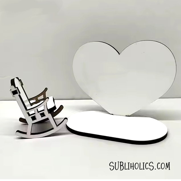 Memorial Rocking Chair and Heart Photo Panel - MDF for Sublimation - Image 2