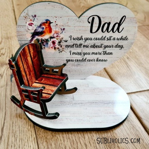 Memorial Rocking Chair and Heart Photo Panel - MDF for Sublimation - Image 3