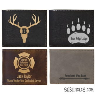 Leatherette Bifold Wallets for Laser Engraving