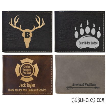 Leatherette Bifold Wallets for Laser Engraving