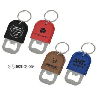Leatherette Bottle Opener Keychains for Laser Engraving
