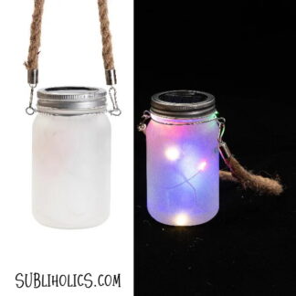 Mason Jar Style Frosted Glass Solar Lantern with Rope Handle