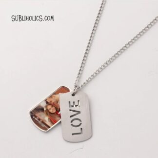 Dog Tag Style LOVE Slide Locket Necklace Pendant for Sublimation