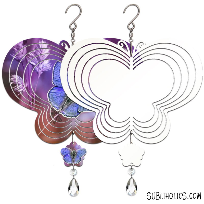 Wind Spinner Aluminum Sublimation Ornament #20 - Baby Butterfly + Crystal