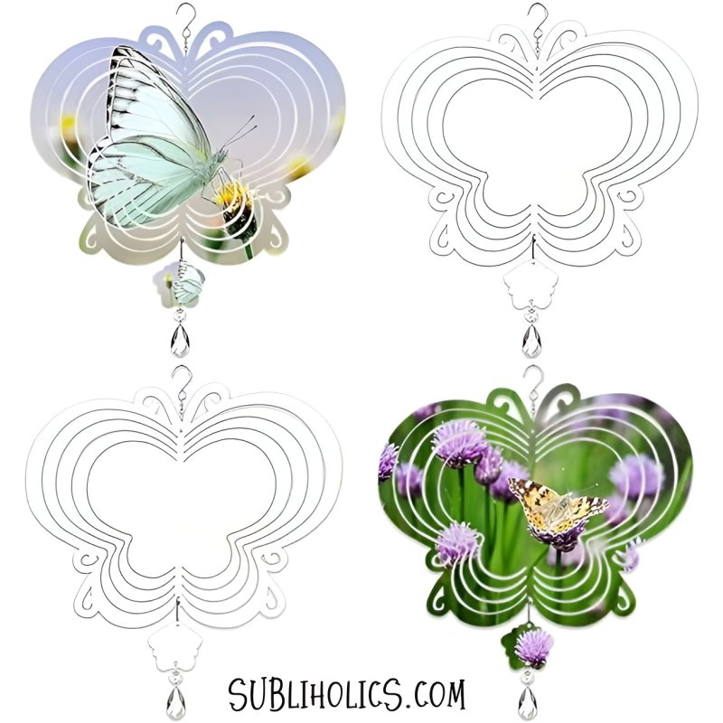 Wind Spinner Aluminum Sublimation Ornament #20 - Baby Butterfly + Crystal - Image 2
