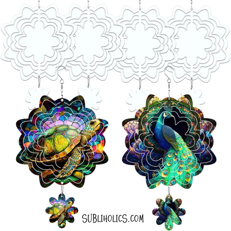 Wind Spinner Aluminum Sublimation Ornament #24 - Flowery Cloud + Mini