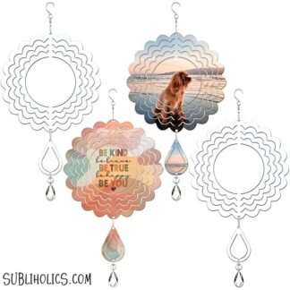 Wind Spinner Aluminum Sublimation Ornament #25 - Flower + Mini + Crystal