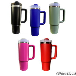 30 oz Stanley Style Tumblers with Silver Underlay for Laser Engraving