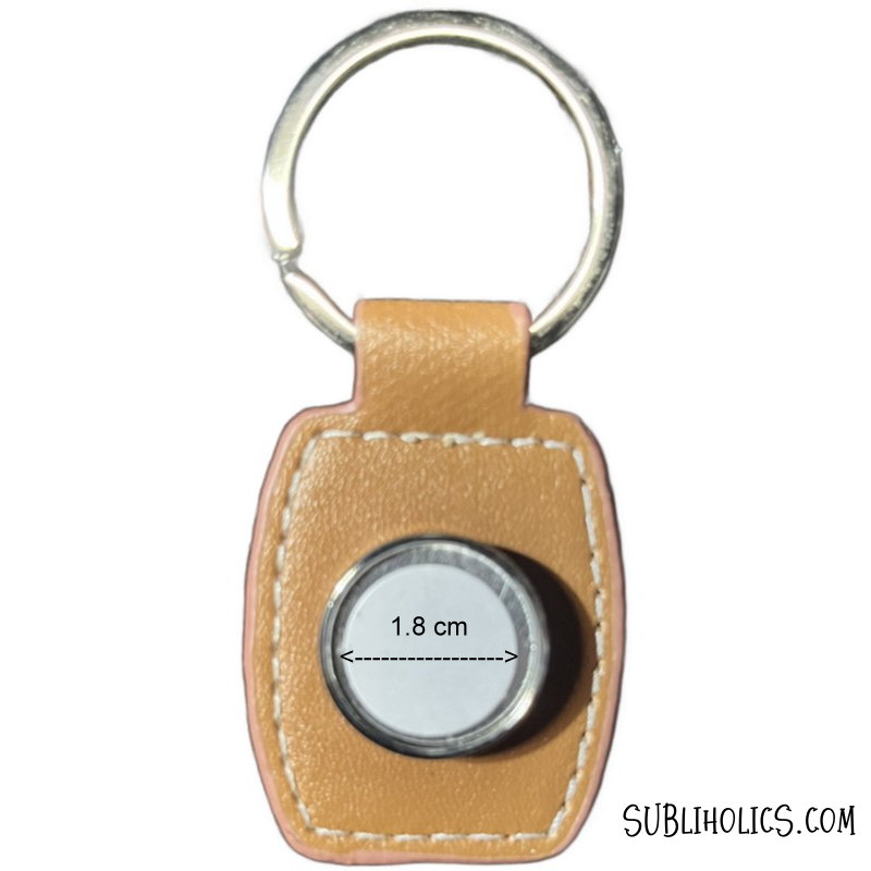 Metal and Brown PU Leather Key Chain for Sublimation - Image 2